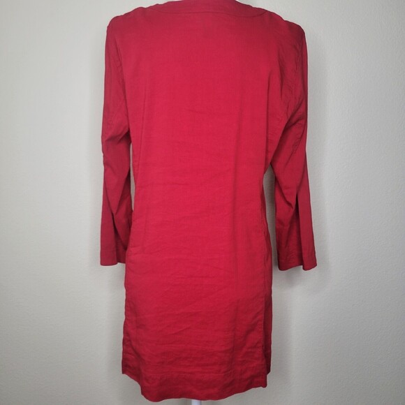 EILEEN FISHER $168 Solid Red Italian Linen Button Up Shirt Top Size MEDIUM - Picture 12 of 12